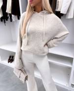 Светло-бежевый Мягкий свитер в стиле худи