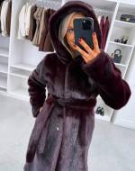 Коричневый Роскошное зимнее пальто с капюшоном
