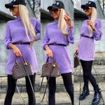 Heleroosa Vööga Kudumkleit