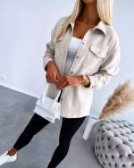 Beige Soft Faux-suede Oversized Jacket