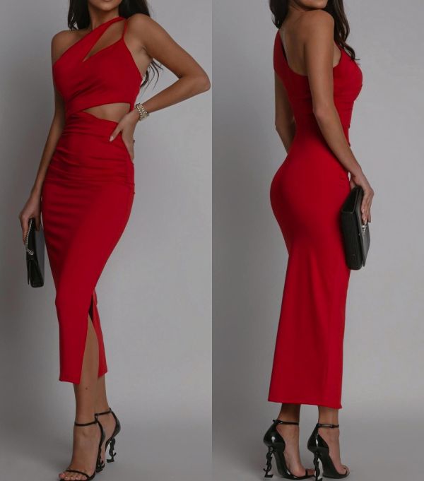 Red Bodycon Dress From Stretch Material