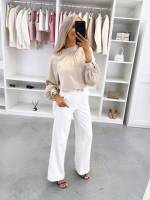 Розовый Струящаяся блуза с пуговицами под золото