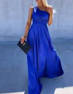Blue Silky Maxi Dress