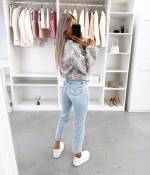 Šviesiai Mėlynas Minkšti Ir Patogūs Mom Fit Džinsai