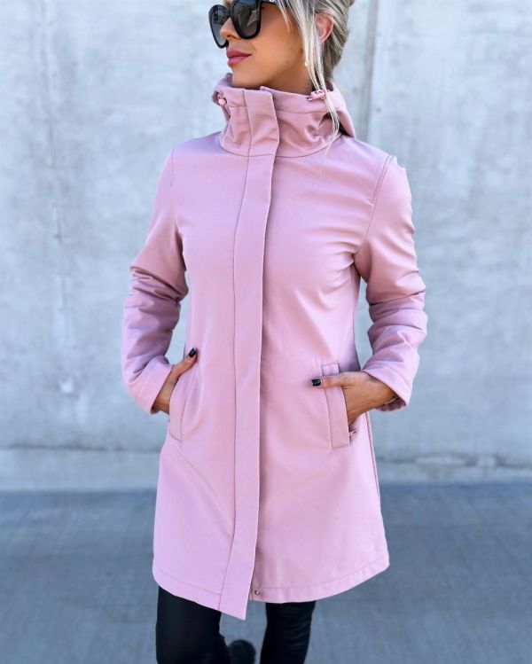 Pink Longer Softshell Spring/autumn Waterproof Parka