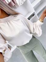 Розовый Струящаяся блуза с пуговицами под золото