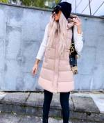 Бежевый Жилетка с капюшоном 