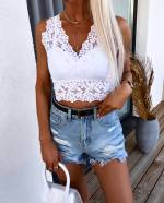 White Stretch Lace Top