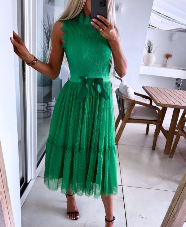 Зеленый Платье с бантиком
