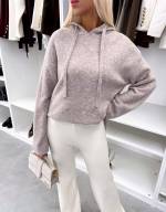 Светло-бежевый Мягкий свитер в стиле худи