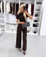 Juoda Švelnus Blizgučiais Siuvinėtas Trumpas Topas