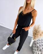 Black Jumpsuit With Lace Edge