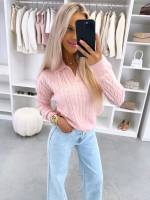 Taupė Minkštas Megztinis Su V Formos Iškirpte