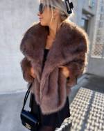 Taupe Luxurious Short Fur Coat