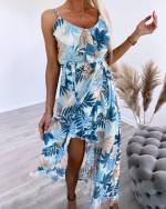 Helesinine Kolmveerand Pikkusega Lilleline Kleit