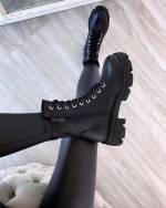 Черный Удобные и мягкие сапоги со шнурками
