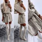 Violets Sasienama Adīta Kleita Ar Augstu Apkakli