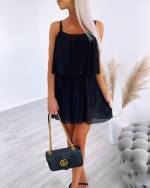 Черный Комбинезон со складками