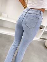 Mėlyna Tamprūs Platėjančio Silueto Džinsai