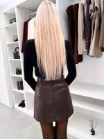 Brązowy Skórzana Spódnica