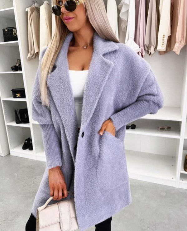 Grey Soft And Cozy Alpaca Jacket