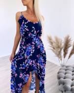 Helesinine Kolmveerand Pikkusega Lilleline Kleit