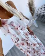 Melns Ruffle Floral Pattern Maxi Dress