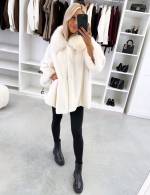Jasny Beż Miękka Kurtka-płaszcz Ze Sztucznego Futra