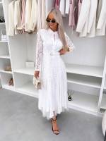 Черный Кружевное платье с поясом