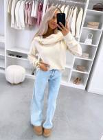 Valge Kuldse Detailiga Pehme Kampsun