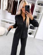 Juoda Švelnus Dviejų Dalių Komplektas Su Blizgučiais