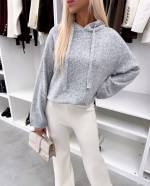 Светло-бежевый Мягкий свитер в стиле худи