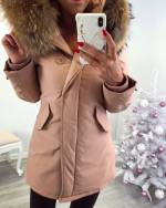 Winter parka with natural fur and waterproof outer layer