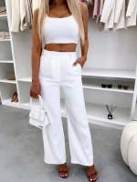 Sārts Taisna Piegriezuma Bikses Ar ērtu Jostasvietu