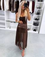 Черный Эластичное миди-платье с подкладкой