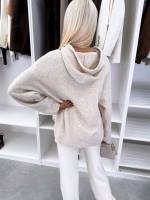 Светло-бежевый Мягкий свитер в стиле худи