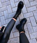 Black Lace-up Comfy Boots