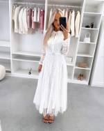 Черный Кружевное платье с поясом