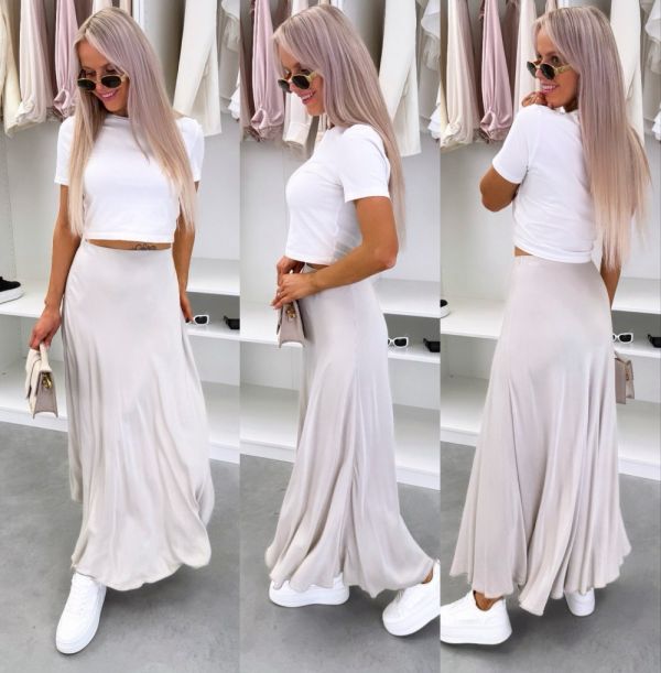 Beige Long Airy Skirt