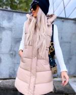 Бежевый Жилетка с капюшоном 