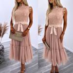 Pink Tie-front Tulle Dress