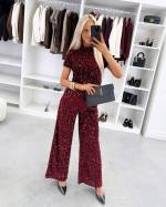 Brązowy Miękkie Spodnie Z Cekinami