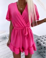 Белое Короткий комбинезон с лентой посередине