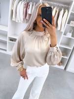 Розовый Струящаяся блуза с пуговицами под золото