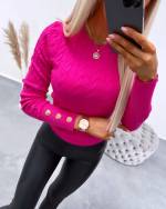 Pink Sweater With Golden Buttons