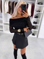 Jasny Beż Top Z Elastycznej Koronki Jasny Beż Top Z Elastycznej Koronki