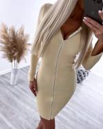 Czarny Sukienka Bodycon Zapinana Na Suwak