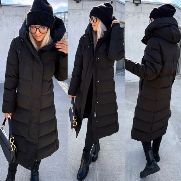 Melns Garāka Silta Ziemas Parka Ar Kapuci