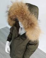 Navy Blue Warm Winter Parka With Natural Fur