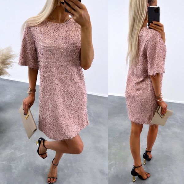 Light Pink Soft Flowy Dress With Sequins